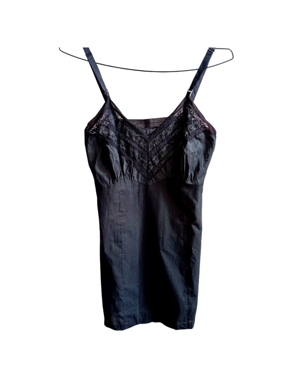 True Vintage Slip XS 32 Black Lace Trim Adjustable Straps 1960's Goth Sexy